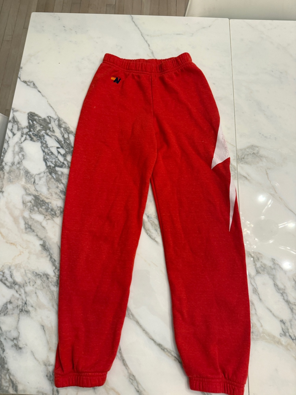 Aviator Nation Red Kids Sweatpants with White Stripe